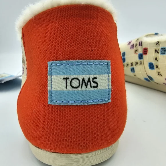 NWT TOMS Scrabble Gameboard Print Faux Fur Lined Alpargata Slip-ons, Women's 12 - Picture 5 of 16